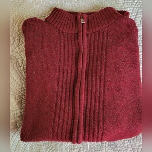 Giove wool zipper front rib knit Cardigan